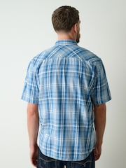 Indigo Blue Check Western Styling Short Sleeve Shirt - Image 3 of 5