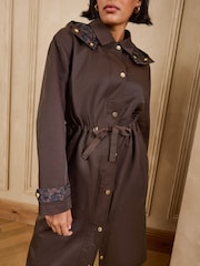 Love & Roses Brown Leopard Print Lined Raincoat - Image 2 of 6