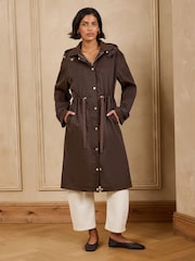 Love & Roses Brown Leopard Print Lined Raincoat - Image 3 of 6