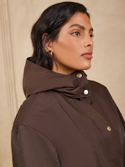 Love & Roses Brown Leopard Print Lined Raincoat - Image 4 of 6