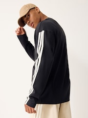 adidas Black Kit 3-Stripes Longsleeve T-Shirt - Image 3 of 5