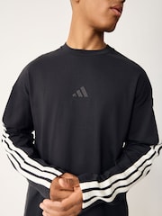 adidas Black Kit 3-Stripes Longsleeve T-Shirt - Image 4 of 5