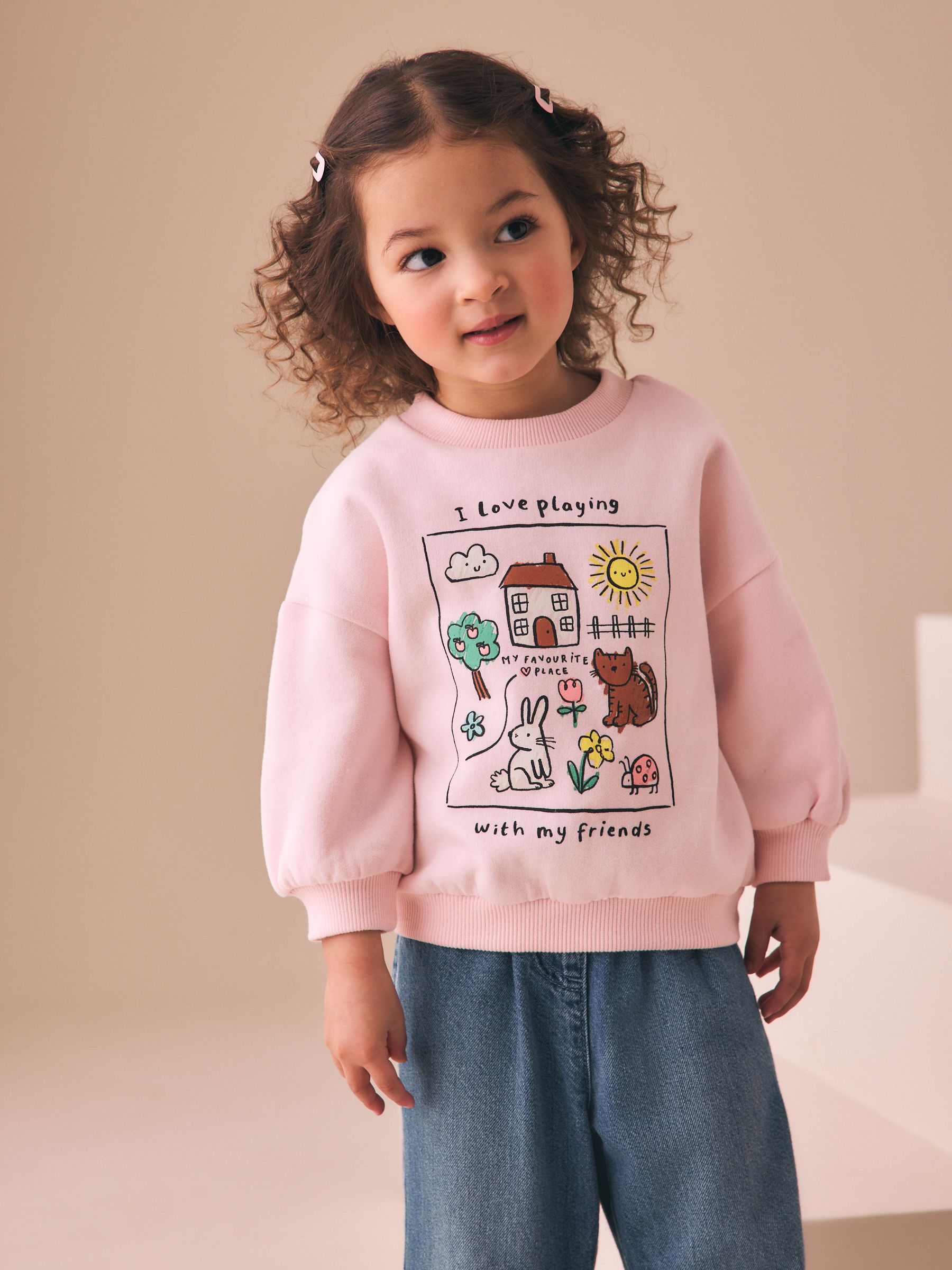 Buy Light Pink House Crew Neck Sweatshirt (3mths-7yrs) from Next USA
