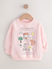 Light Pink House - Hanorac cu gât crew (3luni-7ani) - Imaginea 1 din 4