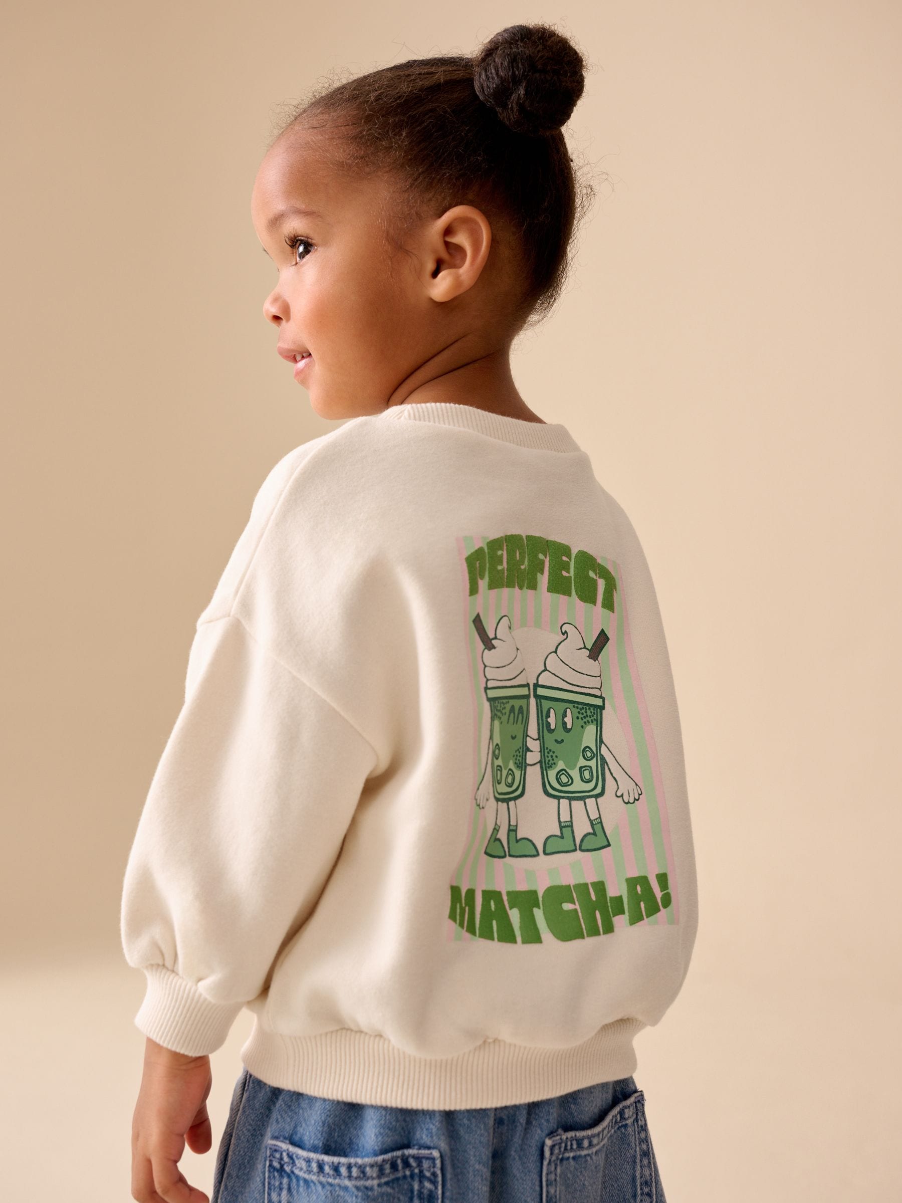 Macha Buy Cream Matcha Crew Neck Sweatshirt (3mths-7yrs) from the Next