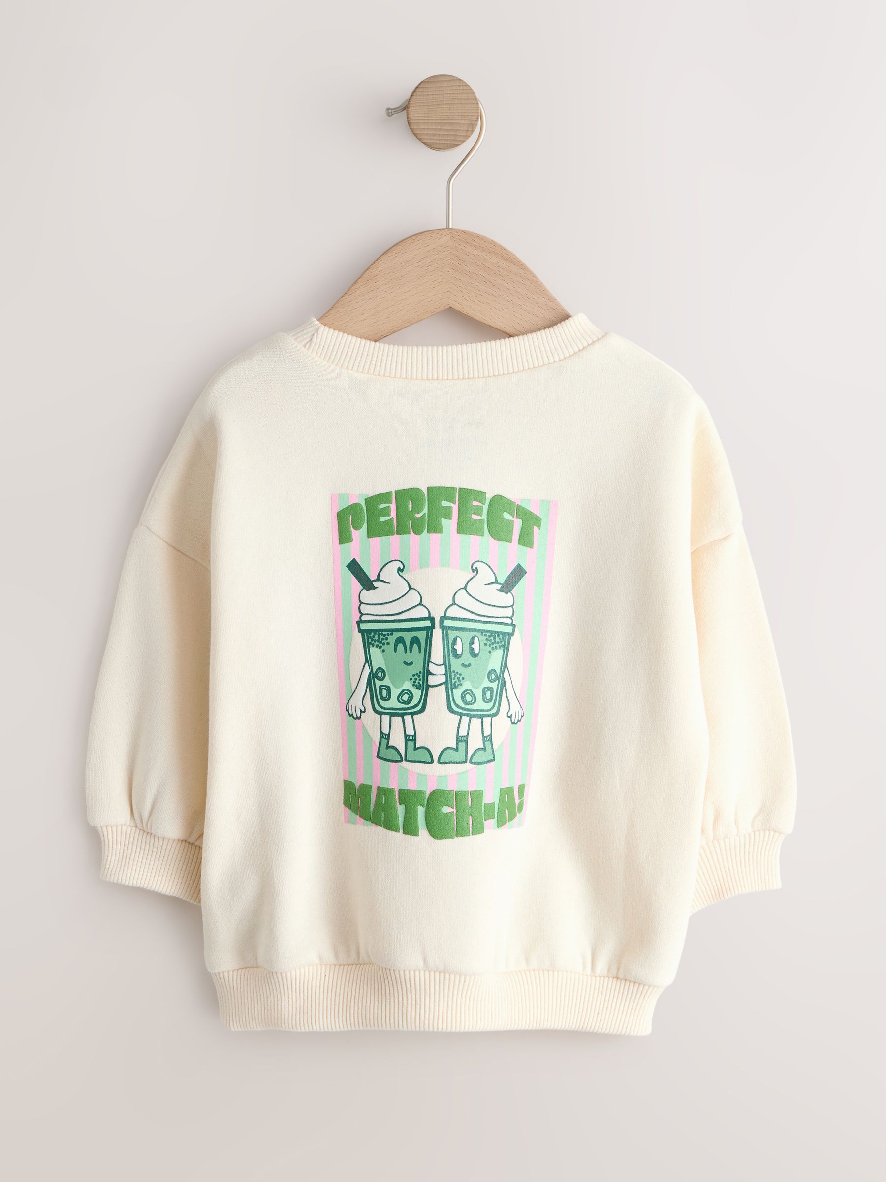 Buy Cream Matcha Crew Neck Sweatshirt (3mths-7yrs) from the Next