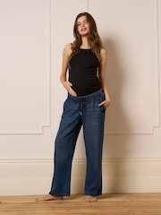 Seraphine Indigo Premium Lyocell Underbump Drawstring Maternity Wide Jeans - Bild 4 von 5