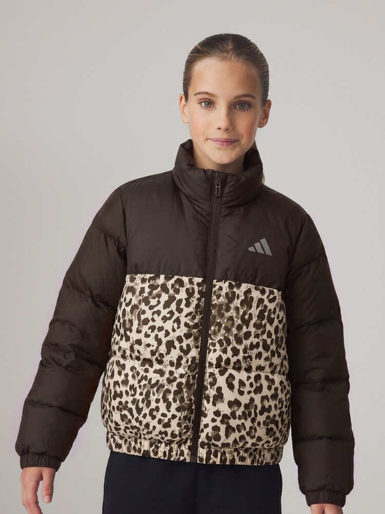 adidas Brown/Animal Junior Synthetic Down AllOver Print Jacket - Image 1 of 2