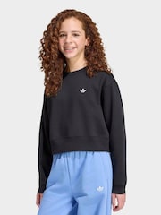 adidas Originals Black Boxy Crew Neck Sweat Top - Image 1 of 6