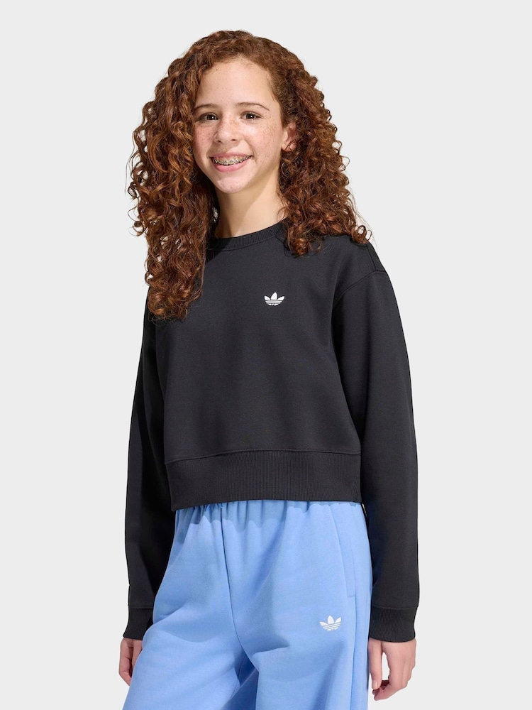 adidas Originals Black Boxy Crew Neck Sweat Top - Image 1 of 6 adidas Originals Black Boxy Crew Neck Sweat Top - Image 1 of 6