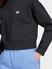 adidas Originals Black Boxy Crew Neck Sweat Top - Image 3 of 6