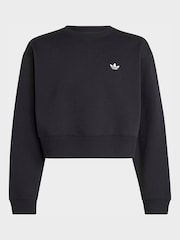 adidas Originals Black Boxy Crew Neck Sweat Top - Image 6 of 6