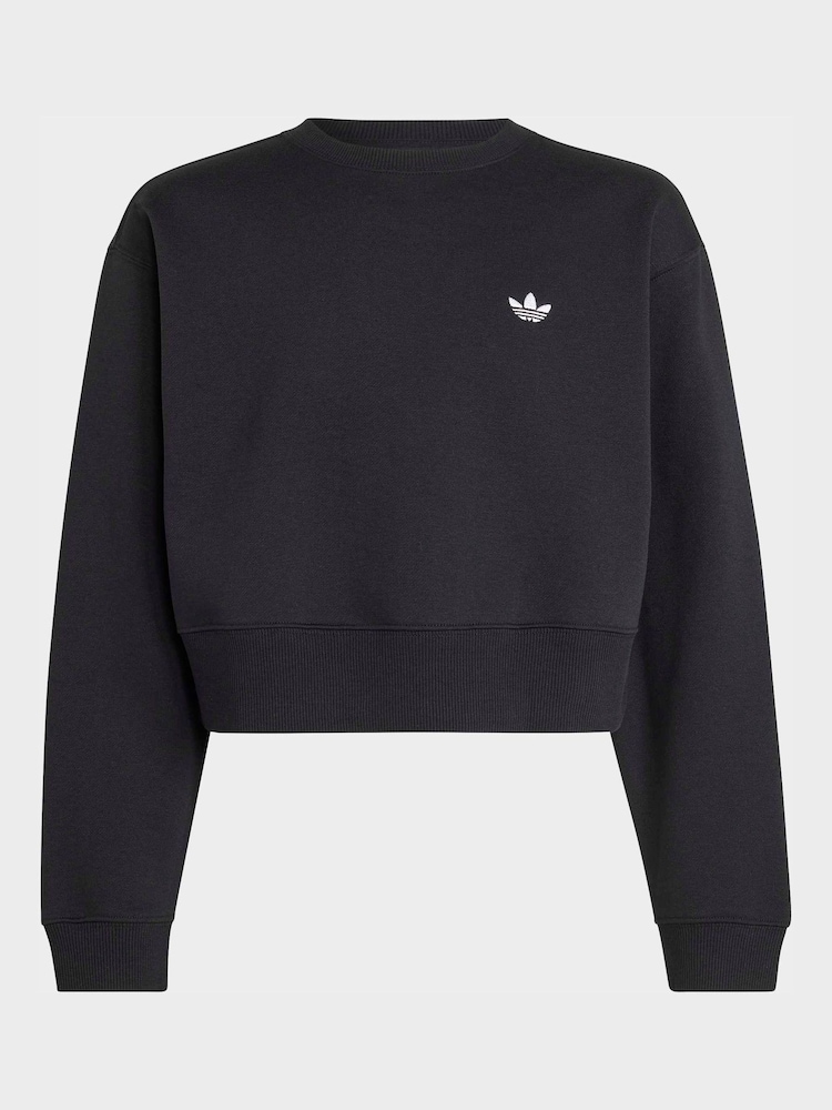 adidas Originals Black Boxy Crew Neck Sweat Top - Image 6 of 6 adidas Originals Black Boxy Crew Neck Sweat Top - Image 6 of 6