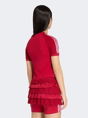 adidas Originals Red Crochet 3-Stripe T-Shirt - Image 2 of 7