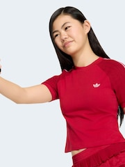 adidas Originals Red Crochet 3-Stripe T-Shirt - Image 5 of 7