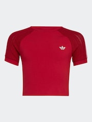 adidas Originals Red Crochet 3-Stripe T-Shirt - Image 7 of 7