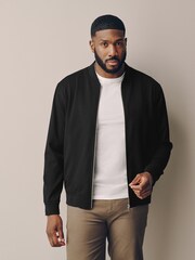 Black Muscle Fit Motionflex Smart Bomber Jacket - Image 1 of 10