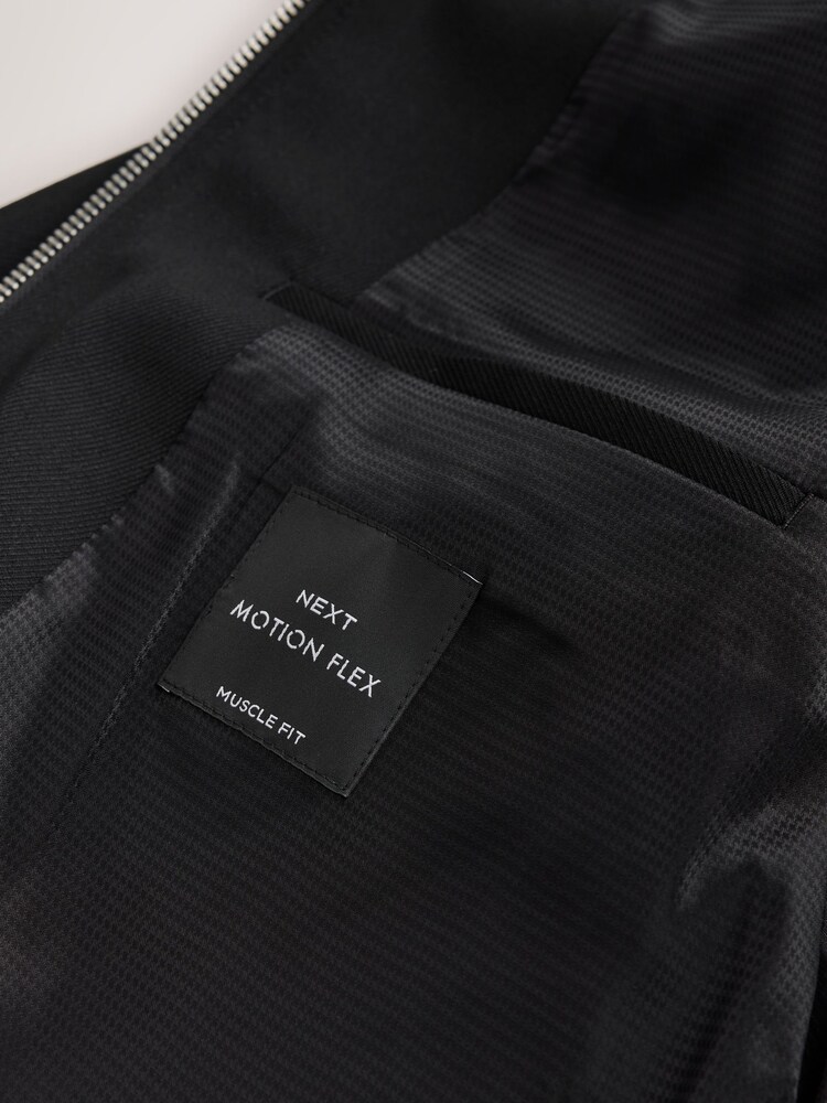 Black Muscle Fit Motionflex Smart Bomber Jacket - Image 10 of 10