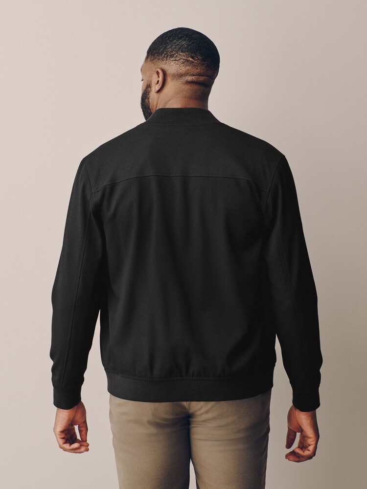 Black Muscle Fit Motionflex Smart Bomber Jacket - Image 2 of 10