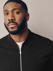 Black Muscle Fit Motionflex Smart Bomber Jacket - Image 4 of 10