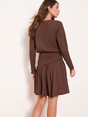 Lipsy Chocolate Brown Ruched Jersey Mini Dress - Image 4 of 4