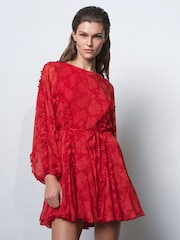 French Connection Red Emina Chiffon Kara Floral Dress - Image 1 of 6