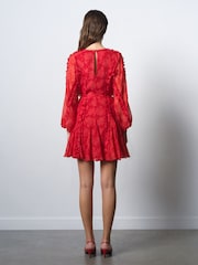 French Connection Red Emina Chiffon Kara Floral Dress - Image 2 of 6