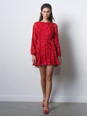 French Connection Red Emina Chiffon Kara Floral Dress - Image 5 of 6