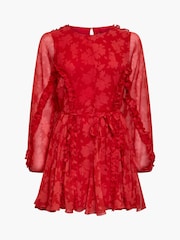 French Connection Red Emina Chiffon Kara Floral Dress - Image 6 of 6