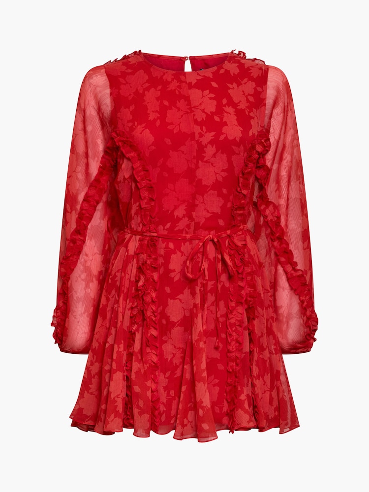 French Connection Red Emina Chiffon Kara Floral Dress - Image 6 of 6 French Connection Red Emina Chiffon Kara Floral Dress - Image 6 of 6