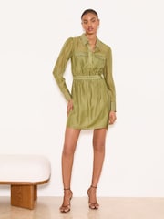 Lipsy Belted Gold Hardware Long Sleeve Mini Shirt Dress - Imagen 4 de 5