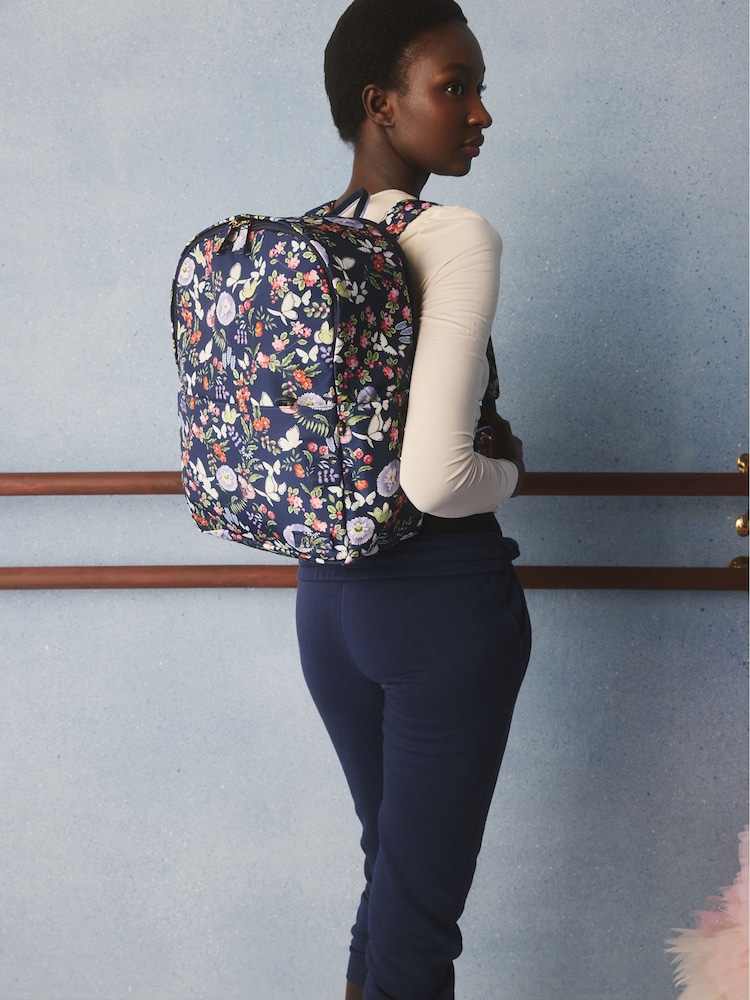 Cath Kidston Navy Butterfly Bloom Compact Backpack - Image 1 of 11 Cath Kidston Navy Butterfly Bloom Compact Backpack - Image 1 of 11
