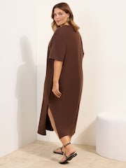 Friends Like These Chocolate Brown Curve Jersey T-Shirt Midi Dress - Image 4 of 4