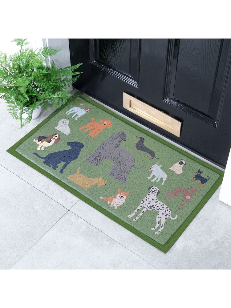 Artsy Mats Green Dog Breeds Doormat - Image 1 of 2 Artsy Mats Green Dog Breeds Doormat - Image 1 of 2