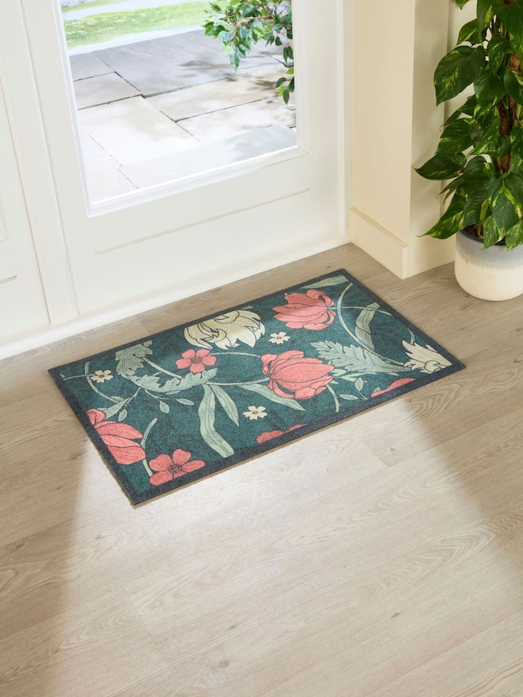 Artsy Mats Green William Morris Rose Indoor Washable Doormat - Image 1 of 6 Artsy Mats Green William Morris Rose Indoor Washable Doormat - Image 1 of 6