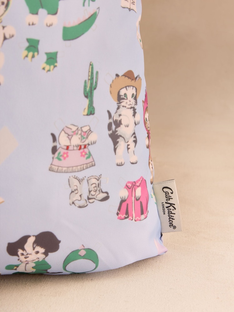 Cath Kidston Blue Dress Up Animals Foldaway Shopper with Cat Bag Charm - Image 2 of 3 Cath Kidston Blue Dress Up Animals Foldaway Shopper with Cat Bag Charm - Image 2 of 3