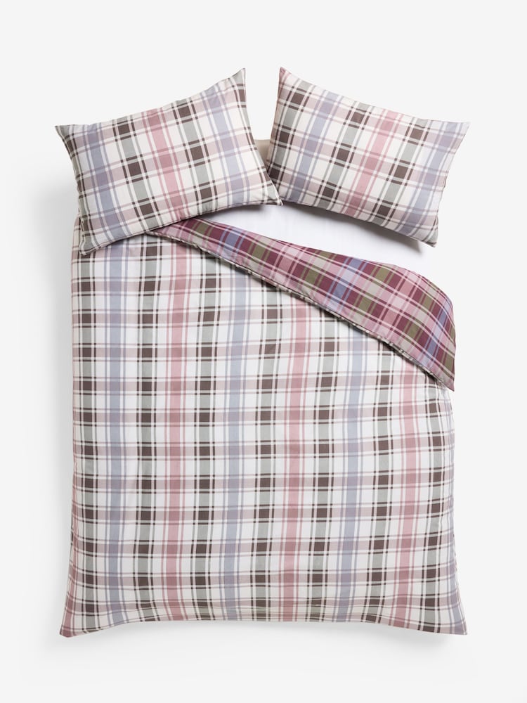 2 Pack Red Green Christmas Check Reversible Bed Sets - Image 13 of 13