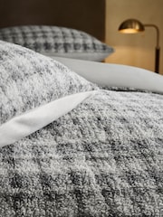 Grey Check Supersoft Fleece Duvet Cover and Pillowcase Set - Image 3 of 4