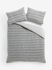 Grey Check Supersoft Fleece Duvet Cover and Pillowcase Set - Image 4 of 4