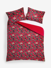 Red Robin Fleece Christmas Duvet Cover and Pillowcase Set - Image 4 of 4