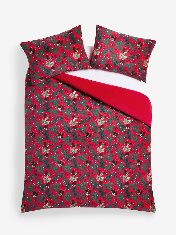 Red Robin Fleece Christmas Duvet Cover and Pillowcase Set - Image 4 of 4 Red Robin Fleece Christmas Duvet Cover and Pillowcase Set - Image 4 of 4