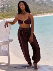 B by Ted Baker Viscose Balloon Beach Chocolate Brown Trousers - Image 1 of 4