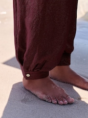 B by Ted Baker Viscose Balloon Beach Chocolate Brown Trousers - Image 4 of 4