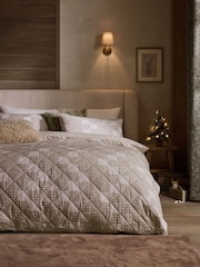 Natural Gingham Quilted Brushed Duvet Cover and Pillowcase Set - Image 2 of 5