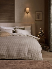 Natural Gingham Quilted Brushed Duvet Cover and Pillowcase Set - Image 3 of 5