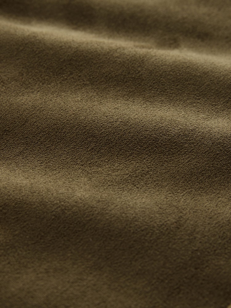Olive Green Faux Suede Funnel Jacket - Image 9 of 9