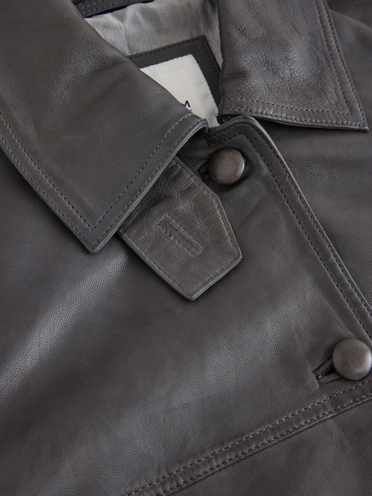 Charcoal Grey N. Premium Leather Chore Jacket - Image 7 of 7 Charcoal Grey N. Premium Leather Chore Jacket - Image 7 of 7
