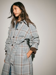 Kariert, Neutral - Belted Midi Trench Coat - Bild 4 von 10