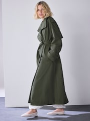 Khaki Green Funnel Trench Coat - Image 1 of 3