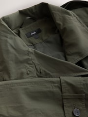 Khaki Green Shower Resistant Funnel Neck Trench Coat - Image 10 of 10